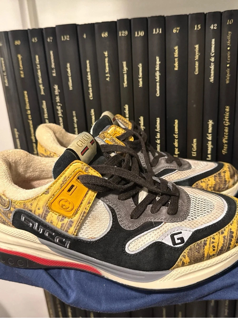Men’s Gucci Ultrapace sneakers in yellow tejus printed colorway